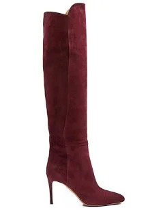 Aquazzura Gainsbourg 85 Boots in Burgundy Suede