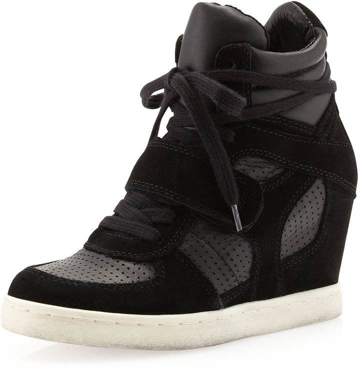 Ash Cool Wedge Sneakers in Black Suede and Leather.jpg