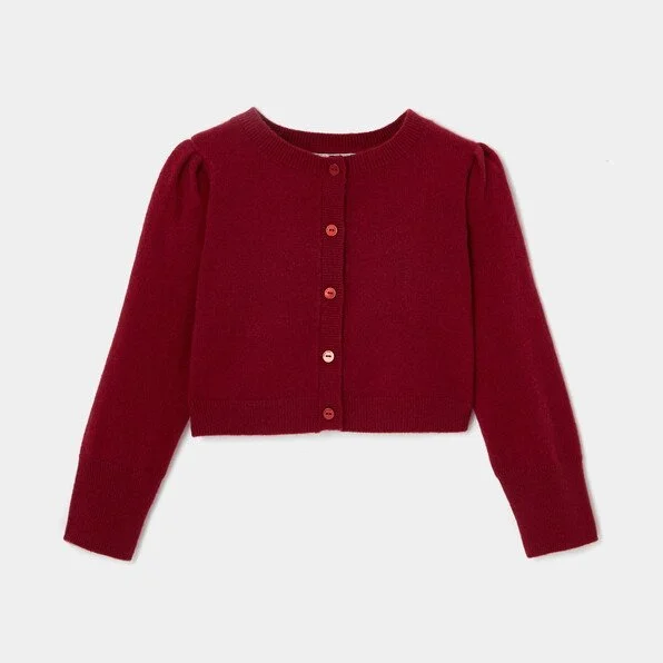 Jacadi Cropped Cardigan in Burgundy