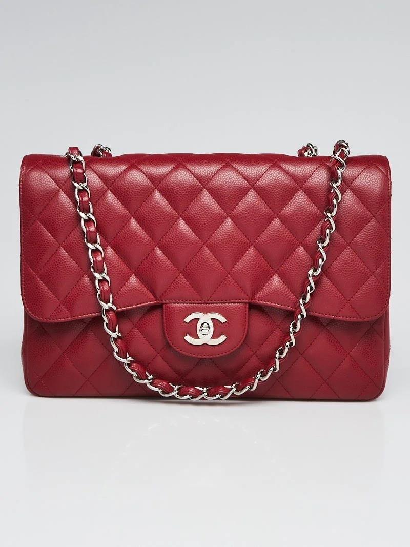 Chanel Classic Jumbo Large Bag in Dark Red