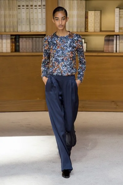 Chanel HC Silk Wide-Leg Trousers in Blue — UFO No More