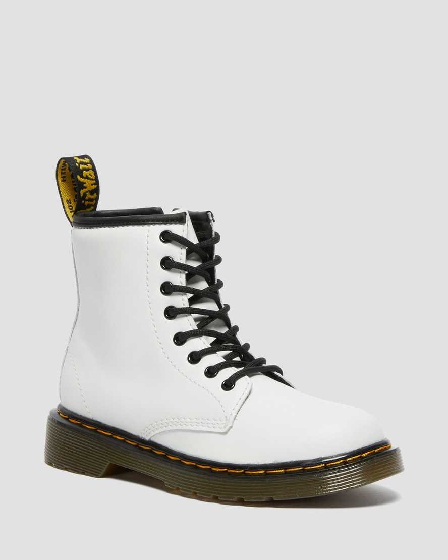 Dr Martens Junior 1460 Leather Ankle Boots in White Romario.jpg