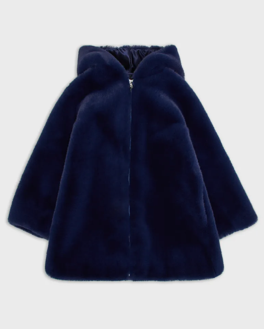 Emporio Armani Kids Zipped Hooded Faux-Fur Coat — UFO No More