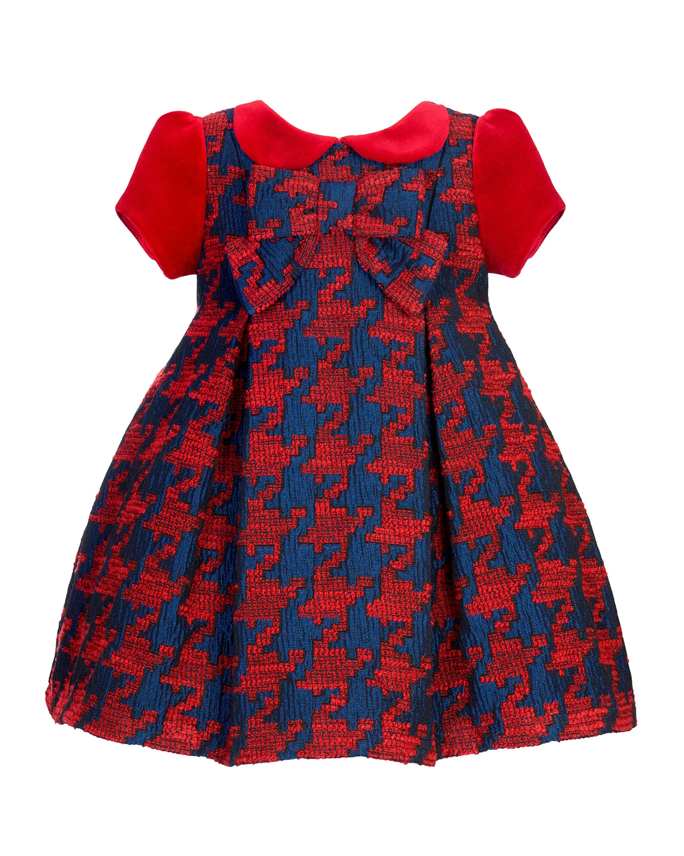 Balloon Chic Red & Blue Houndstooth Dress