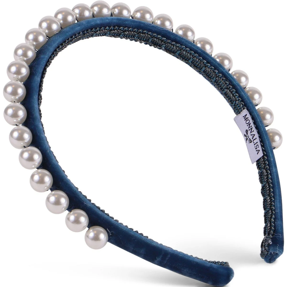 Monnalisa Girls Pearl Headband in Dark Blue