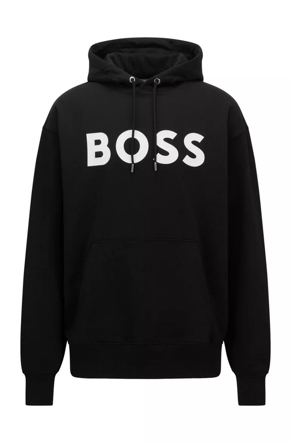 Boss Organic-Cotton Hooded Sweatshirt with Contrast Logo in Black.png