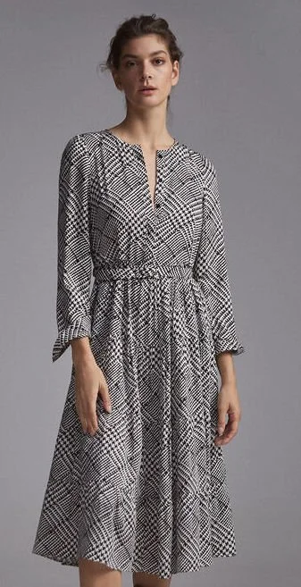 Pedro Del Hierro Houndstooth Belted Midi Dress