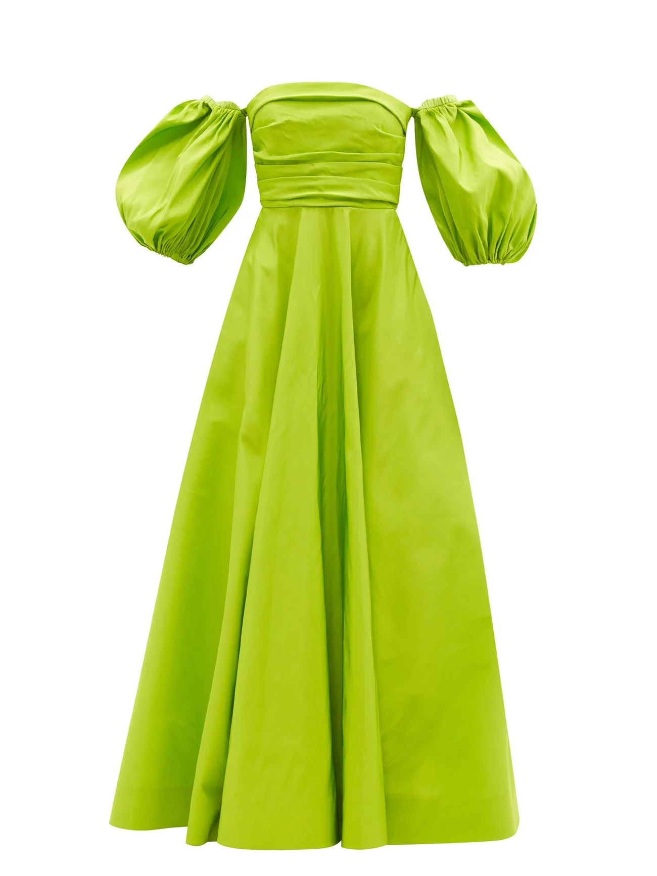 Valentino Puff-sleeve Off-the-shoulder Silk-dupioni Gown