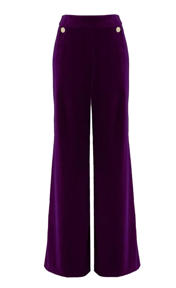 Temperley London Clove Velvet Trousers in Elderberry