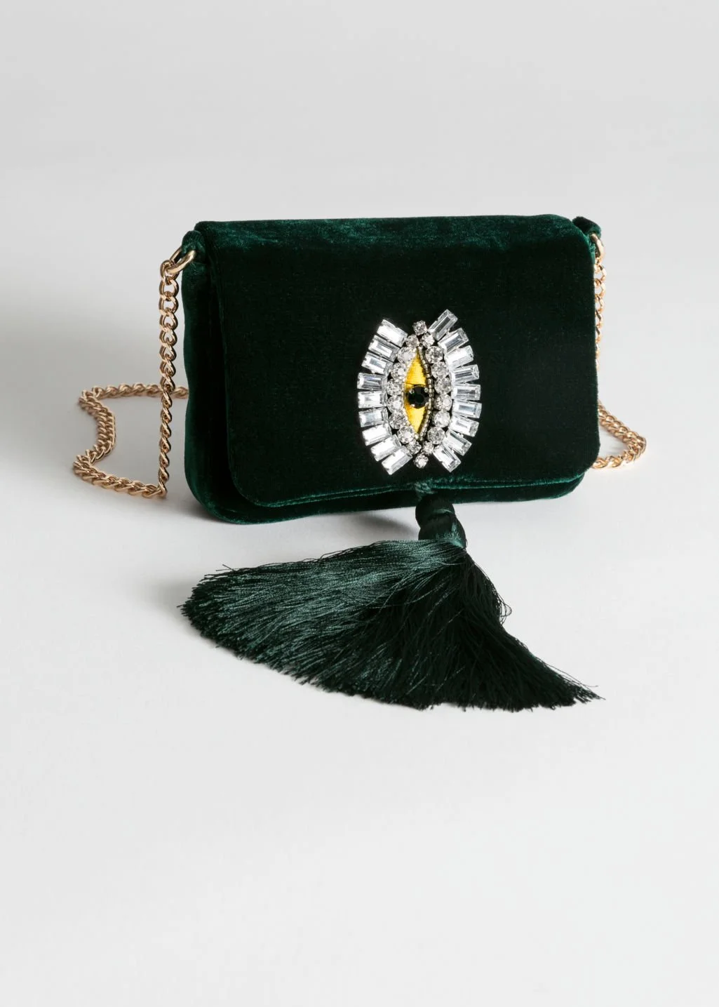 & Other Stories Beaded Velvet Crossbody Bag in Green