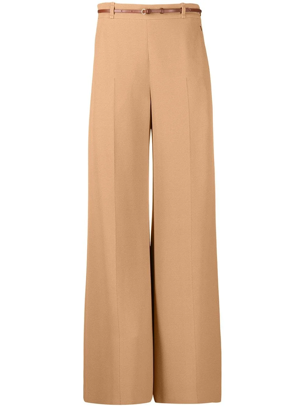 Chloé Belted Twill Wide-Leg Trousers in Beige