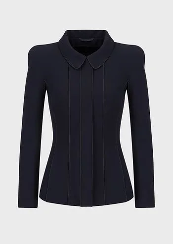 Giorgio Armani Triple-Layered Stretch Wool Single-Breasted Jacket in Midnight Blue