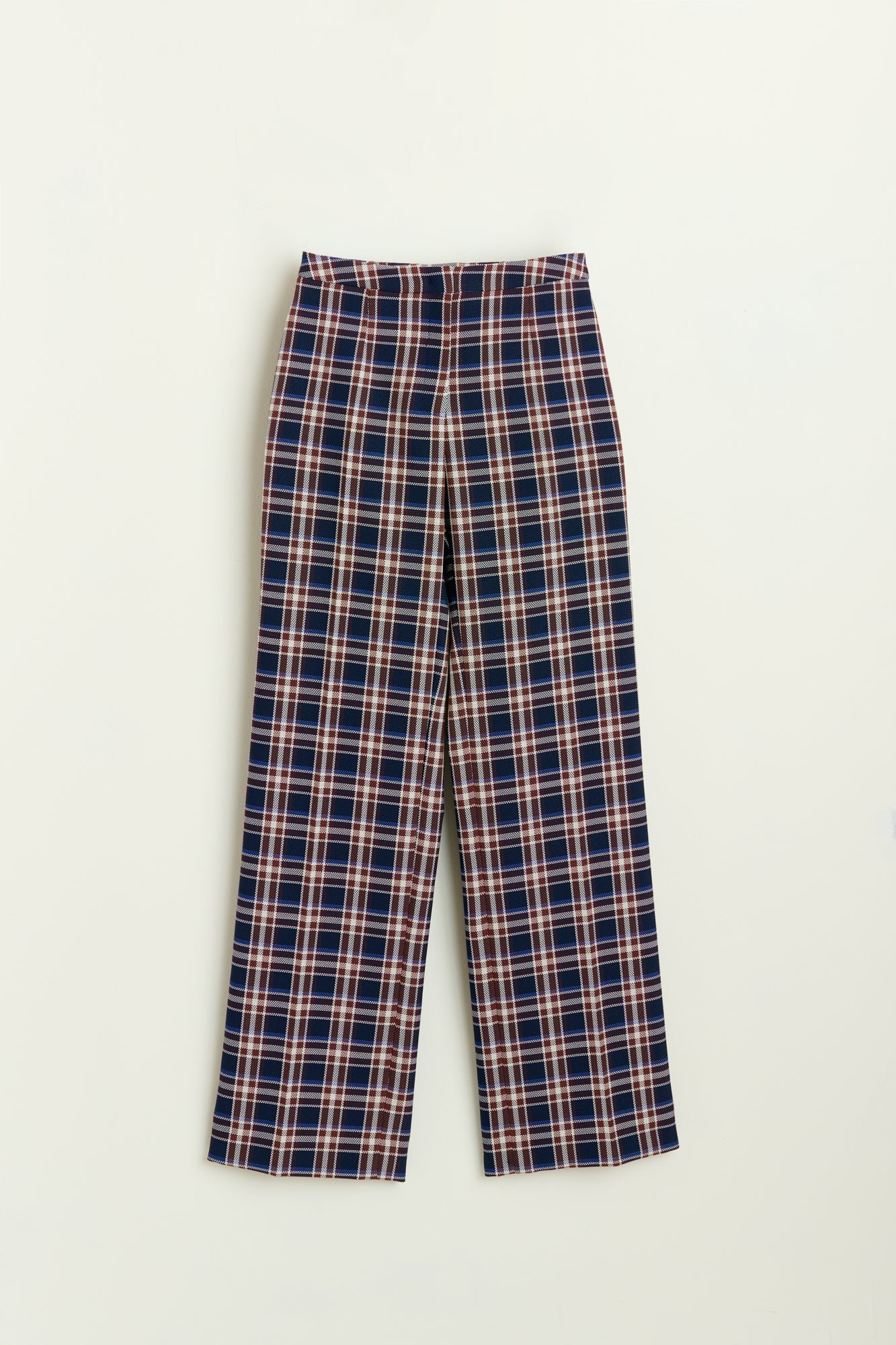 Natan Canvas Trousers with Checks in Navy Blue.jpg