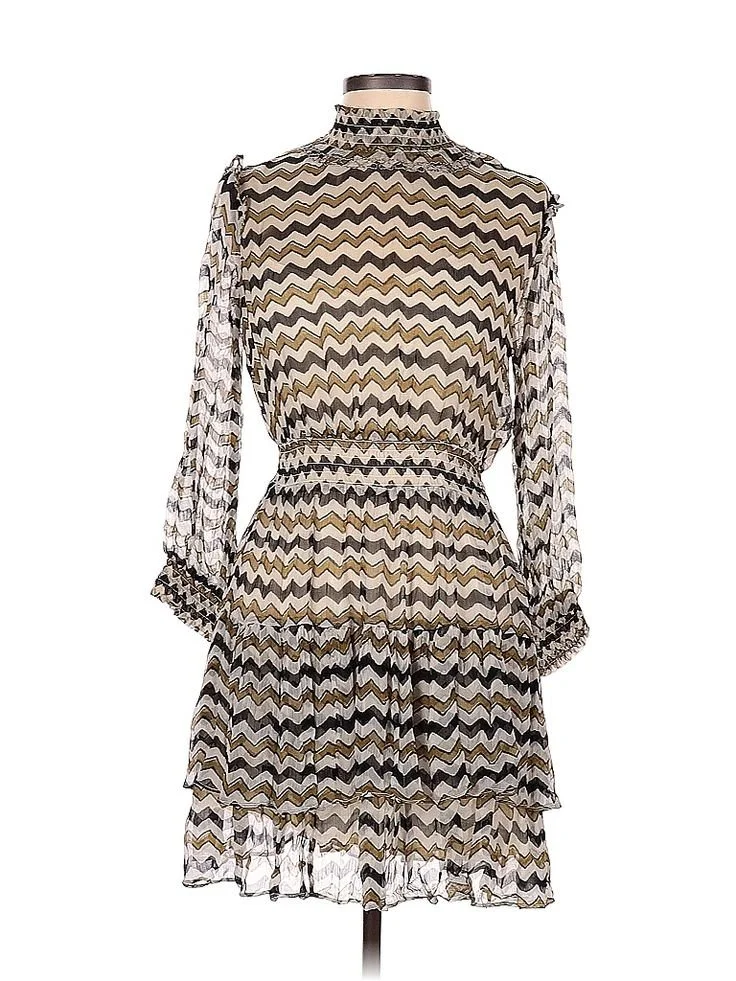 HD in Paris Chevron-Print Ruffle Dress