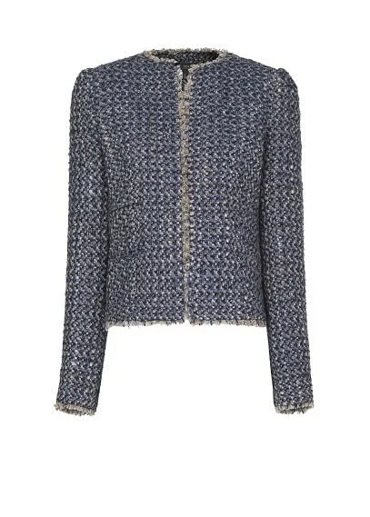 Mango Frayed Trims Bouclé Jacket