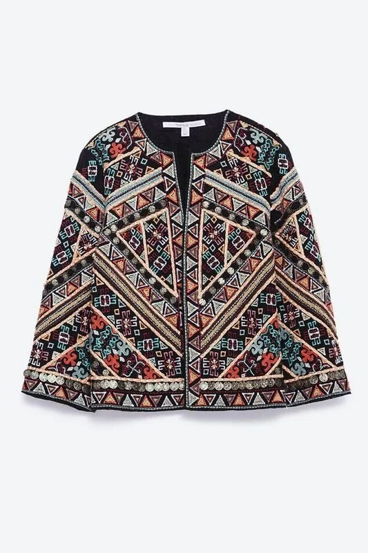 Zara Embroidered Cropped Jacket 