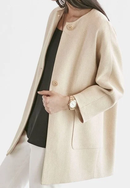 Massimo Dutti Beige Linen-Blend Coat