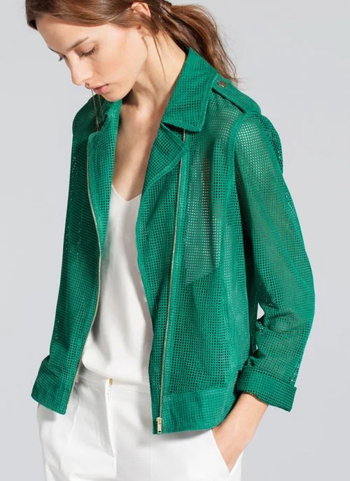 Uterque Perforated Suede Jacket