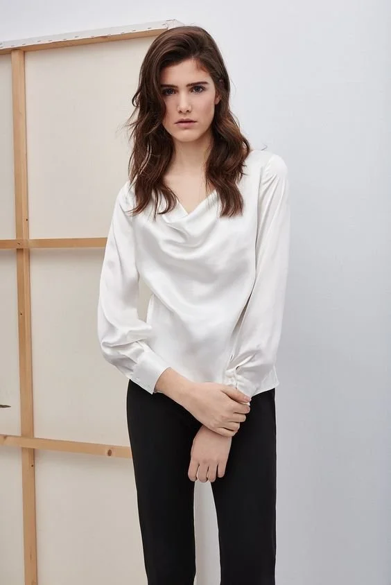 Adolfo Dominguez Silk Cowl Neck Top