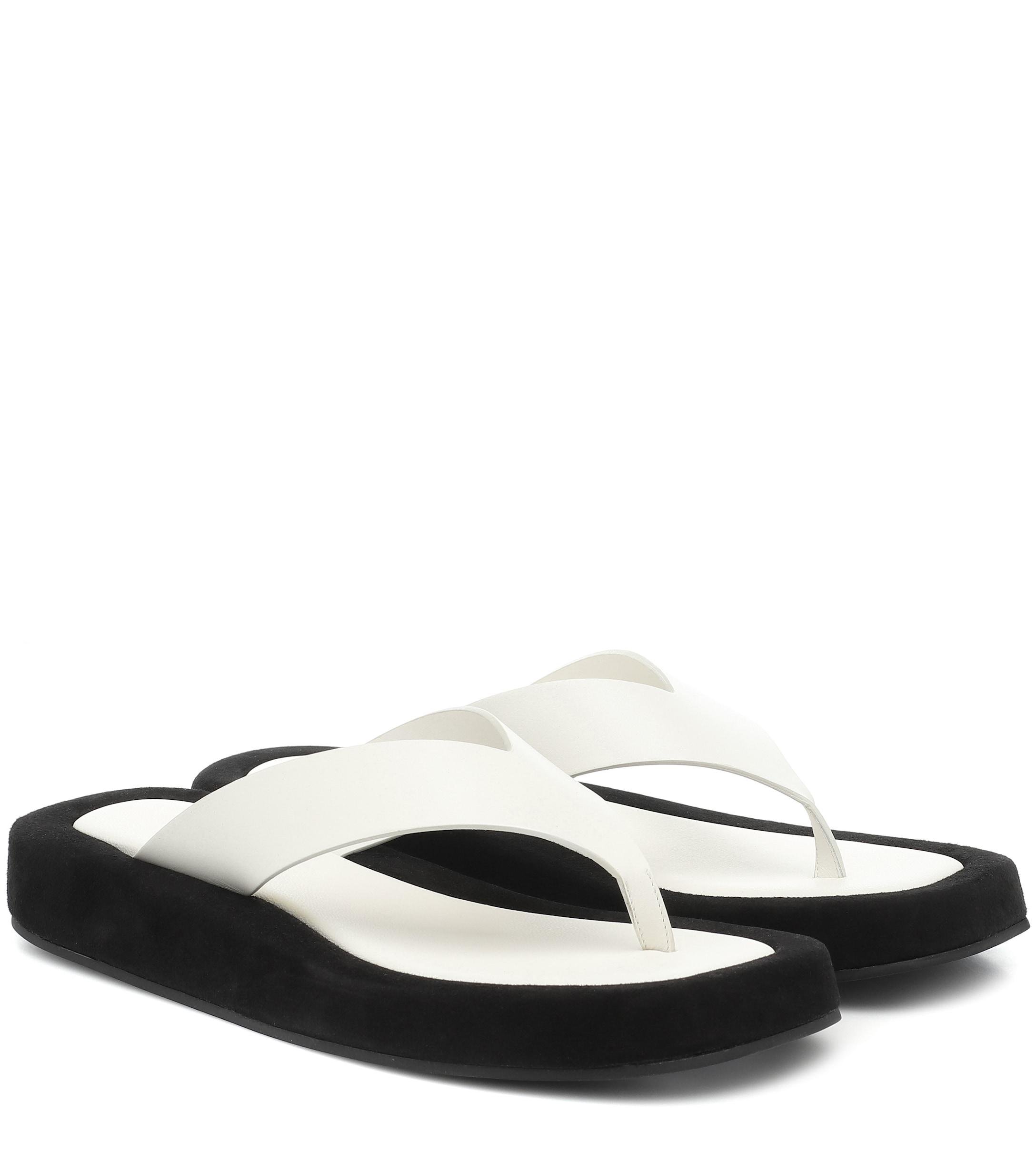 The Row Ginza Leather Sandals in WhiteBlack.jpeg