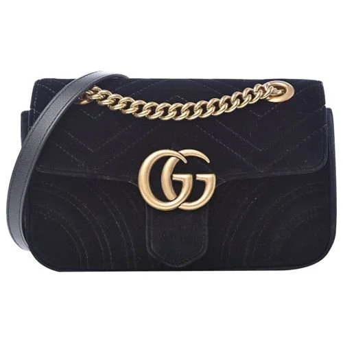Gucci GG Marmont Medium Crossbody Bag in Black Velvet