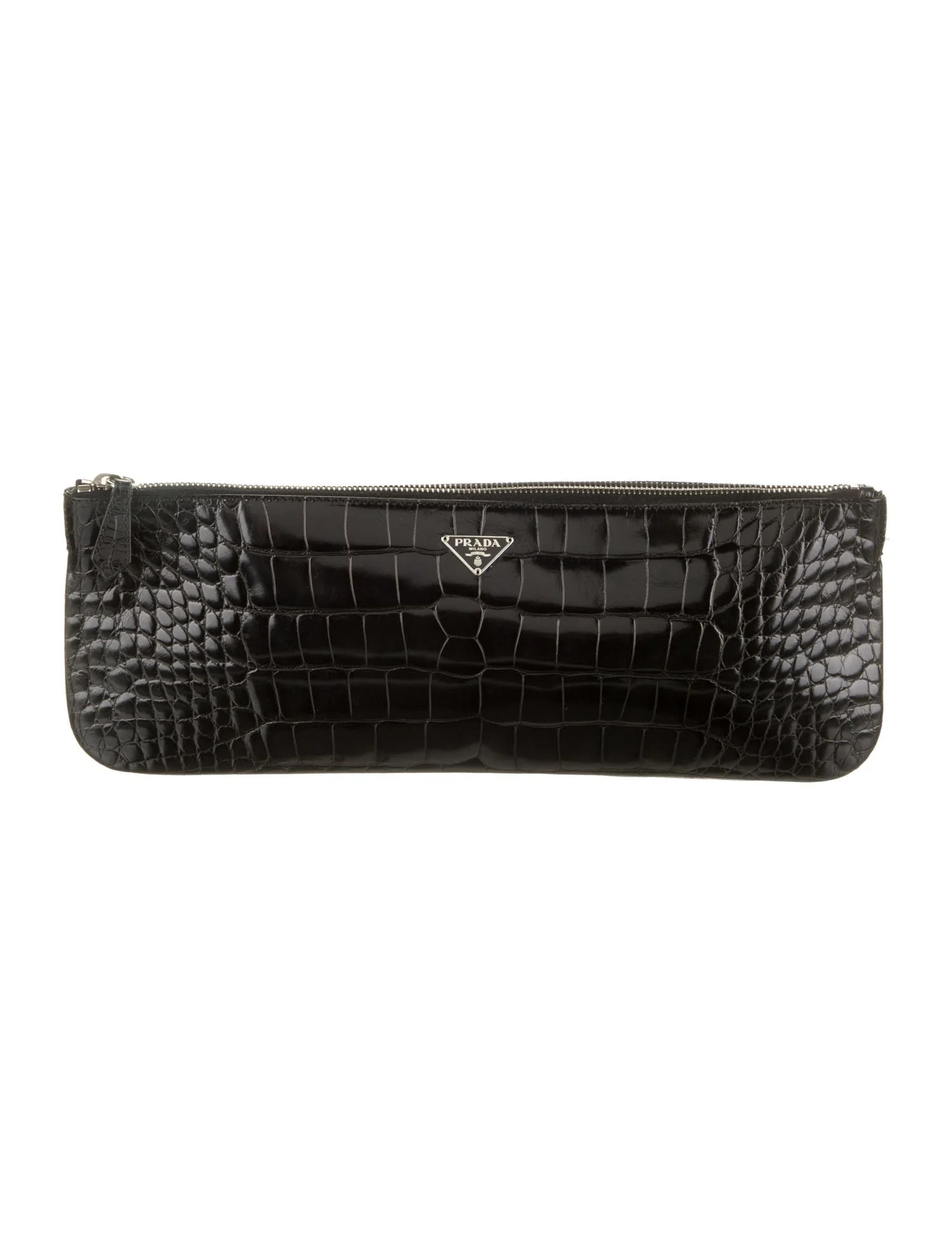 Prada St. Cocco Embossed Clutch in Black Leather
