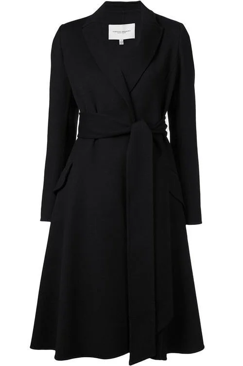 herlipto ／Hamilton Wool  Dress Coat Carolina Herrera Belted A-line Coat in Black — UFO No More