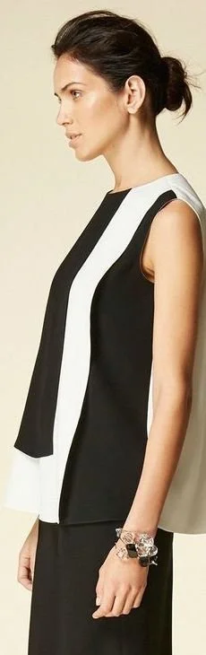 Carolina Herrera Black & White Sleeveless Top
