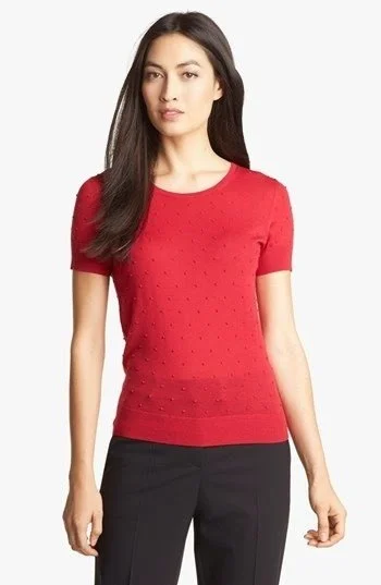 Hugo Boss Swiss Dot Knit Top in Pink