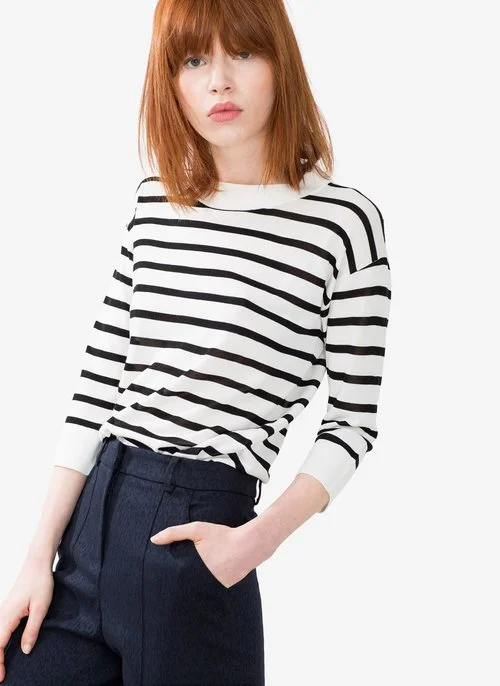 Uterque Striped Jumper in White/Navy