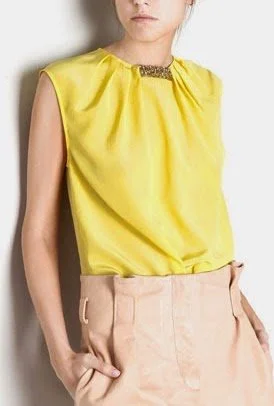 Uterque Jewelled Neckline Sleeveless Blouse
