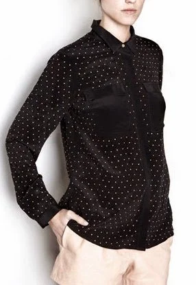 Uterque Gold Dotted Print Shirt in Black