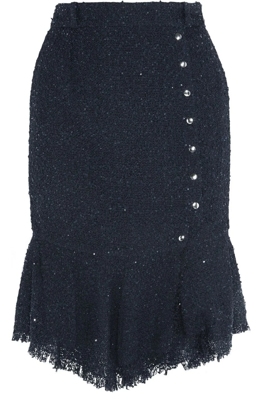Nina Ricci Sequined Bouclé-Tweed Pencil Skirt in Midnight Blue
