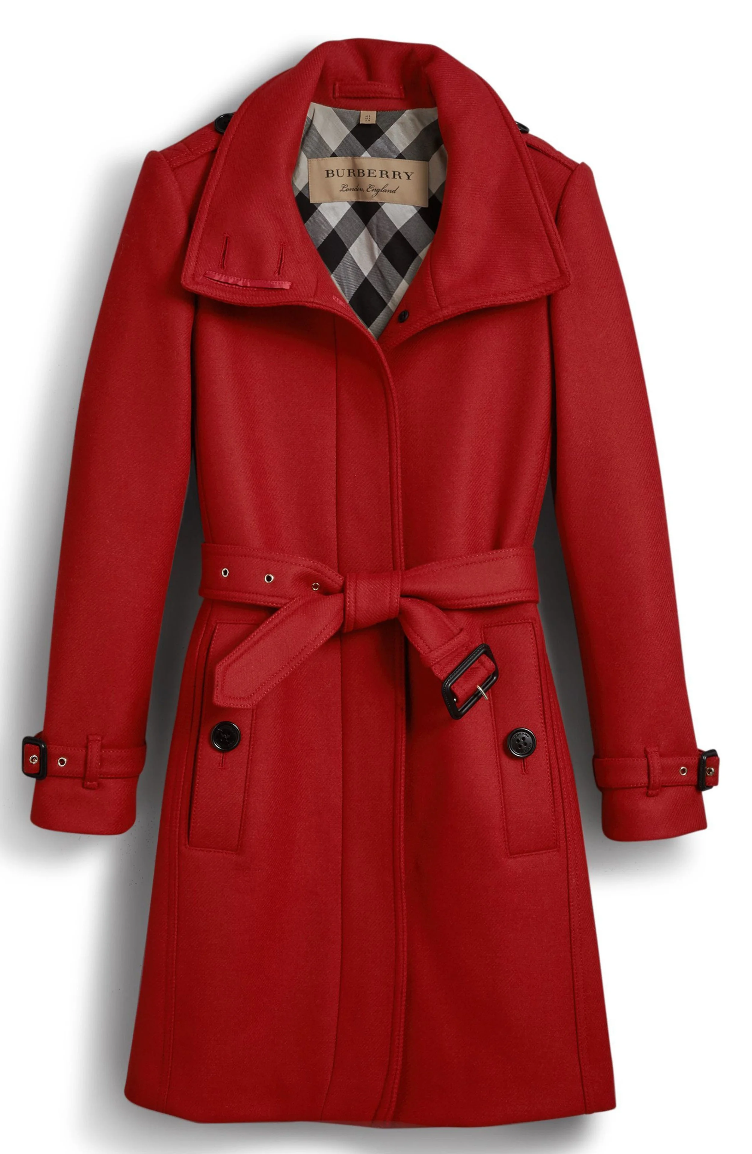 Burberry Gibbsmore Funnel Collar Trench Coat in Red
