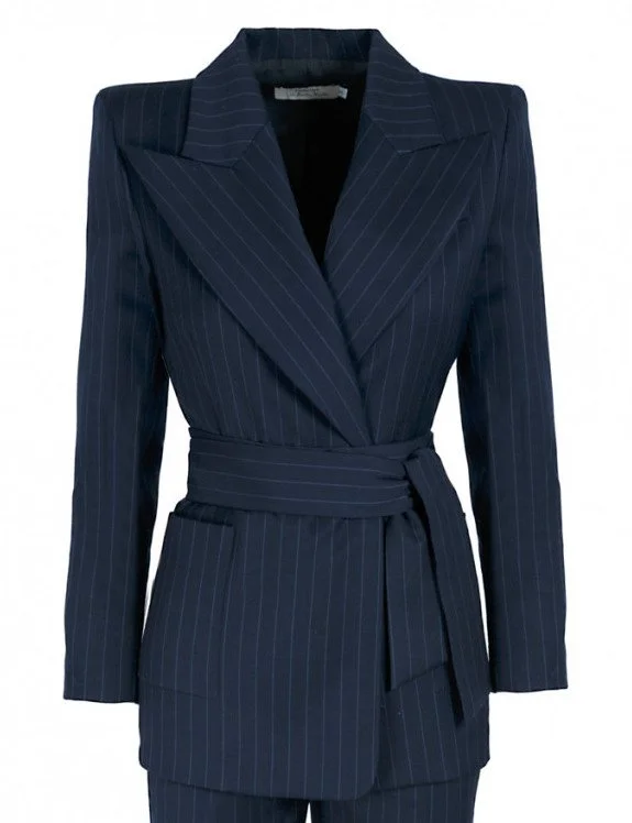 Inés Martin Alcalde Pinstripe Suit Jacket in Navy
