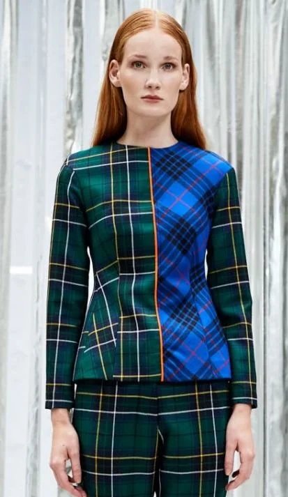 Natan Checked Long Sleeve Top in Green