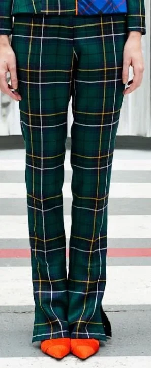 Natan Checked Trousers in Green