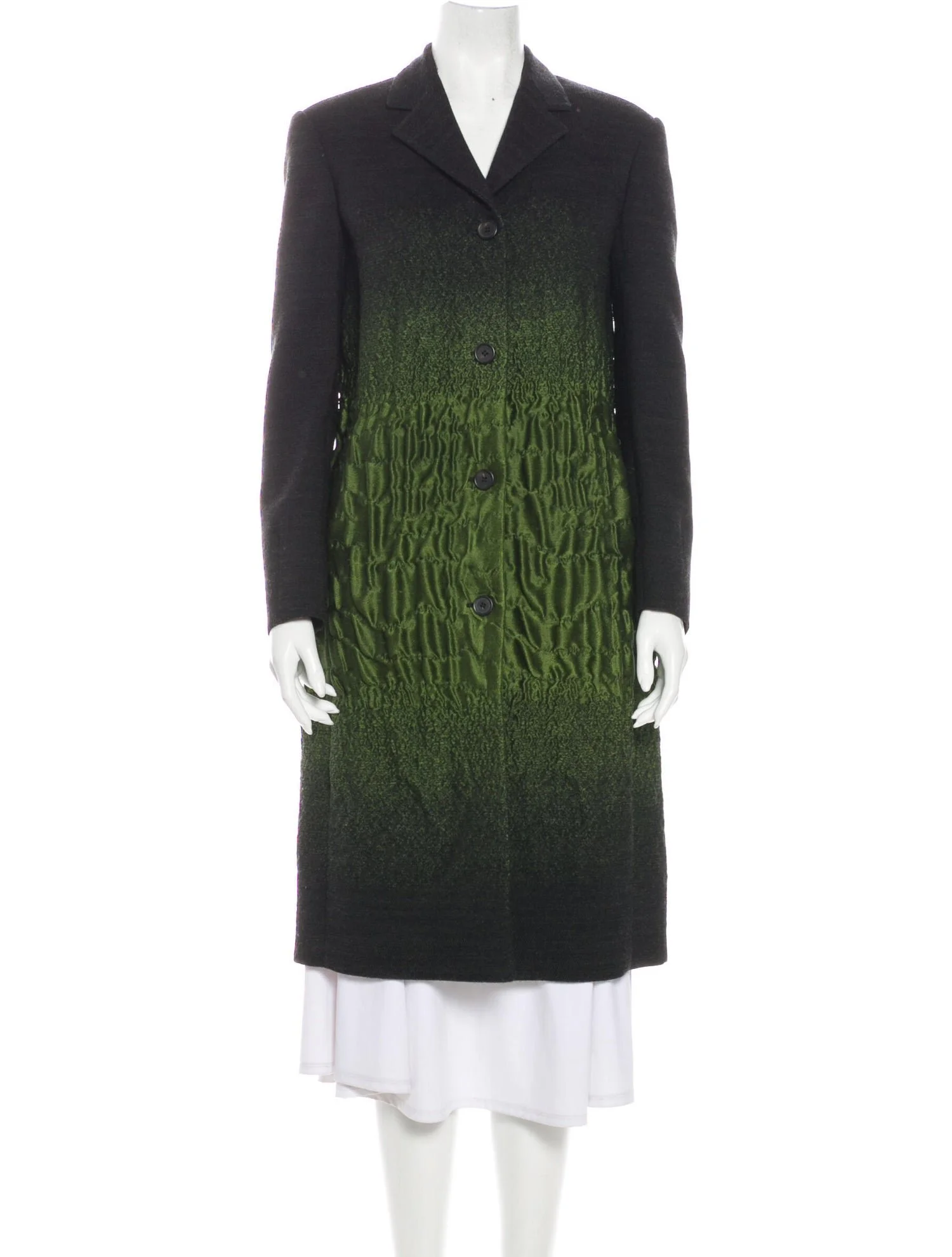 Prada Textured Wool Coat in Navy and Black