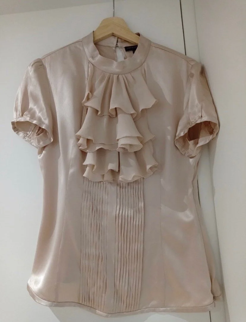 Adolfo Dominguez Ruffle Front Satin Top