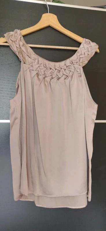 Adolfo Dominguez Pleated Neckline Satin Top
