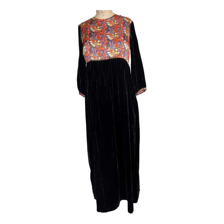 Muzungu Sisters Touba Dress in Black Velvet with Poppy Print.jpg