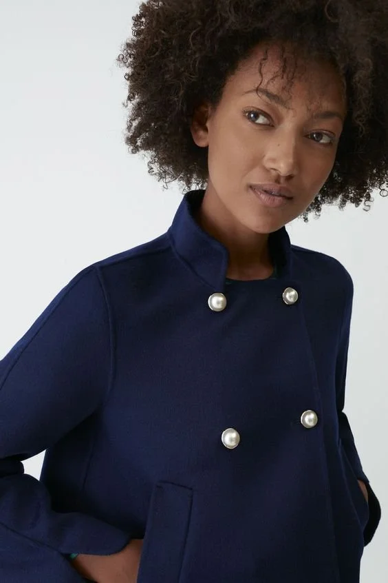 Carolina Herrera Double-Breasted Double-Faced Jacket in Navy