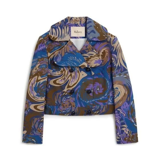 Mulberry Kaia Jacket in Egyptian Blue Water Wave