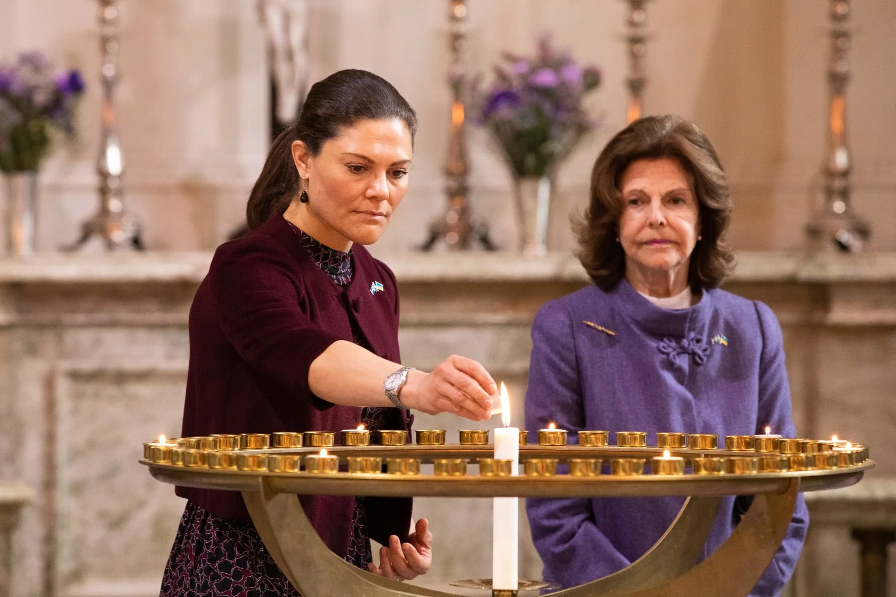 Swedish Royal Couple and Crown Princess Couple attend service for Ukraine