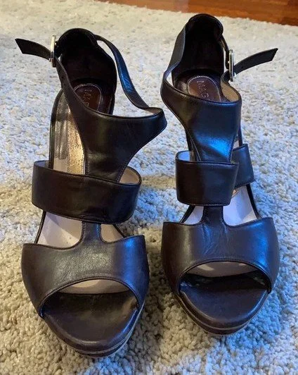 Magrit Multi Strap Sandals in Black Suede