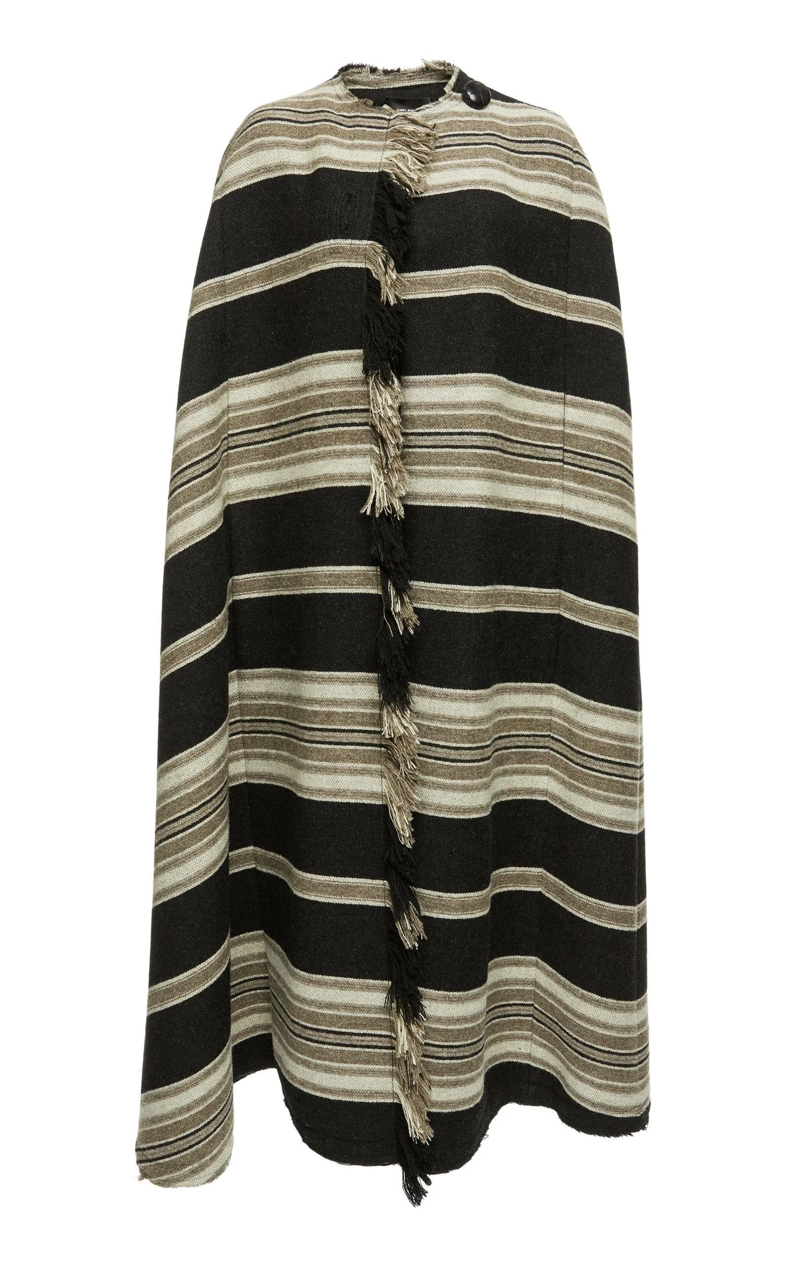 Isabel Marant Huan Striped Wool-blend Cape in Black