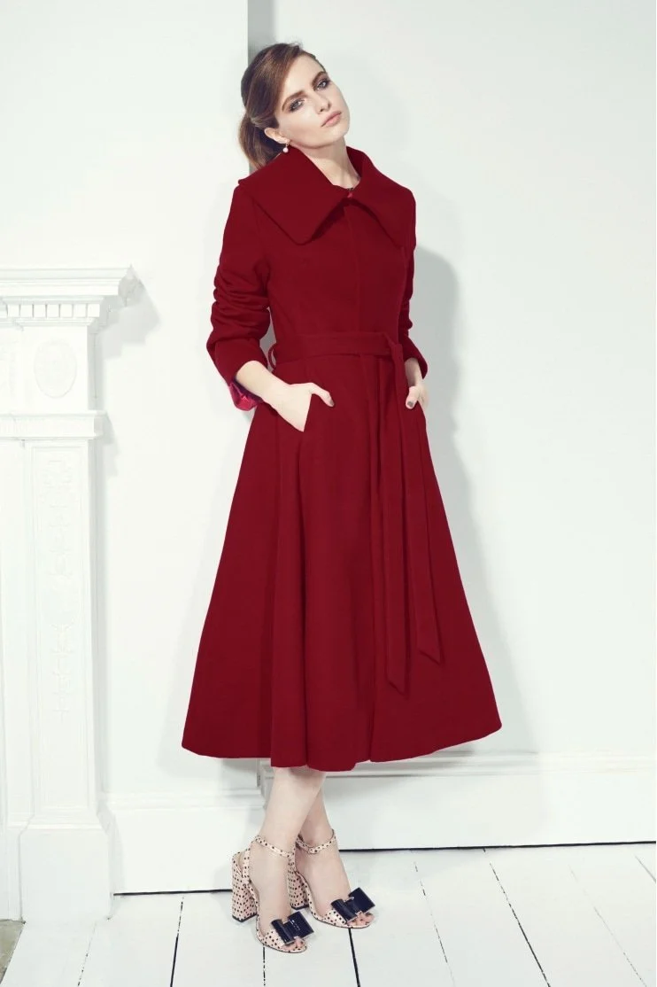 The Pretty Dress Company Ingrid Swing Coat in Raspberry