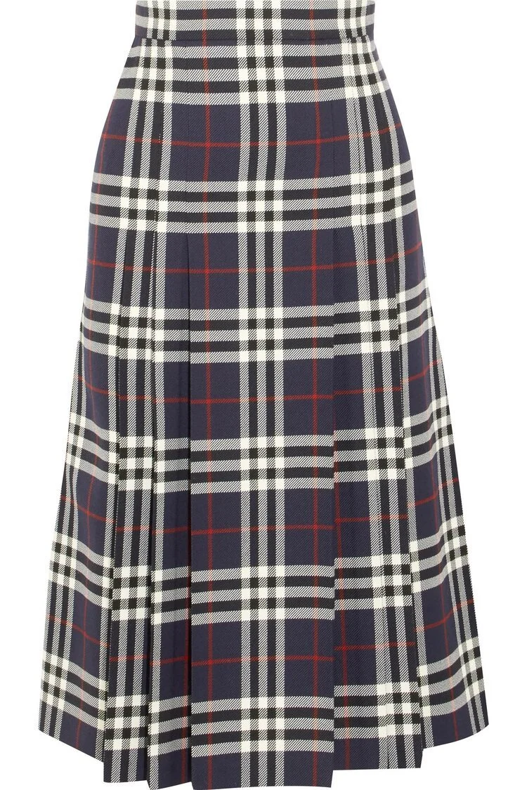 burberry-navy-Pleated-Checked-Wool-Midi-Skirt.jpeg