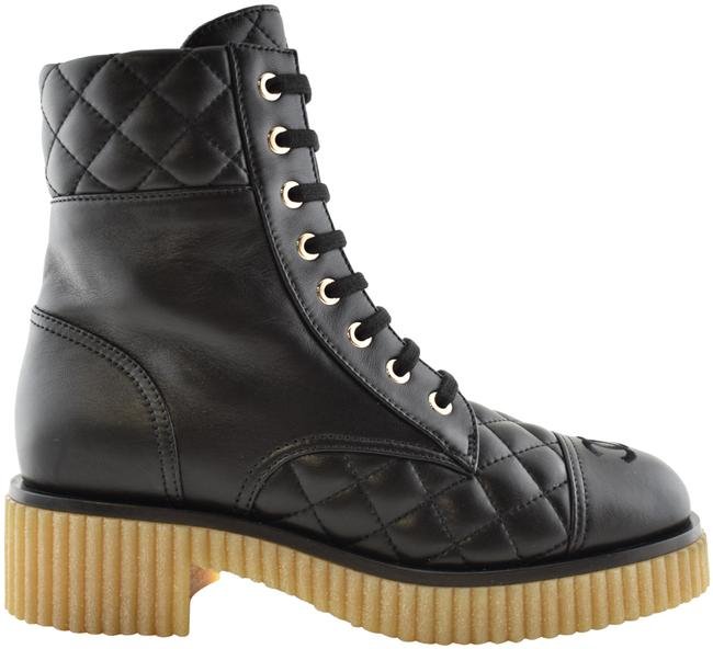Chanel 20B Platform Moto Ankle Boots in Black — UFO No More