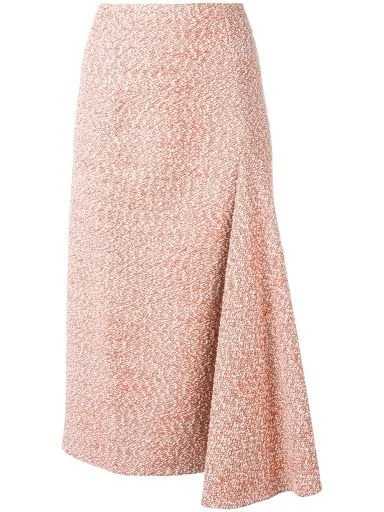 Victoria Beckham Tweed Side-Drape Midi Skirt